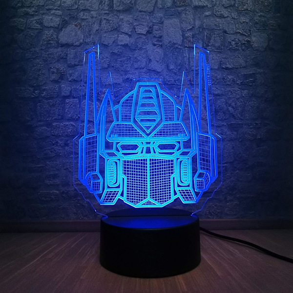 3D Optisk Illusion Transformers Modell Skrivbordslampa LED Nattlampa