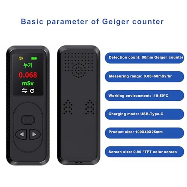 Geigermätare Kärnstrålningsdetektor, Hög Precision Beta Gamma Röntgenstrålningsmonitor Mini Radioaktiv Dosimeter