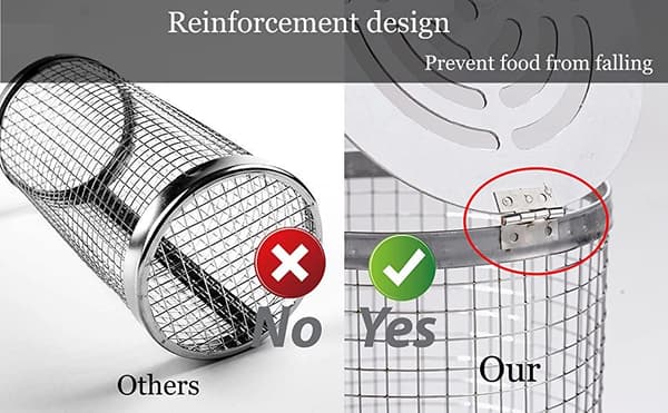 2-pack Stainless Steel Grill Basket with 2 Hooks and 2 Forks, Rolling Grill [CH]