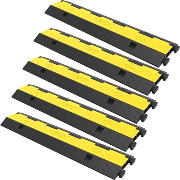 Sett med 5 kabelbeskyttelsesramper - VEVOR - 2-kanalskabel 101x24,5x5 cm PVC Gulvkabel Gjennomgangsbelastning 4989 kg