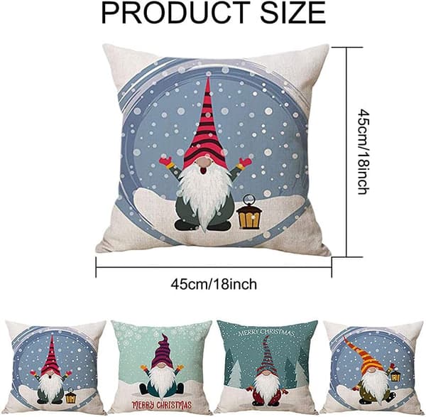 Svensk Gnome Julepudebetræk 45x45 cm Sæt med 4 til Sofadekor [JUN]