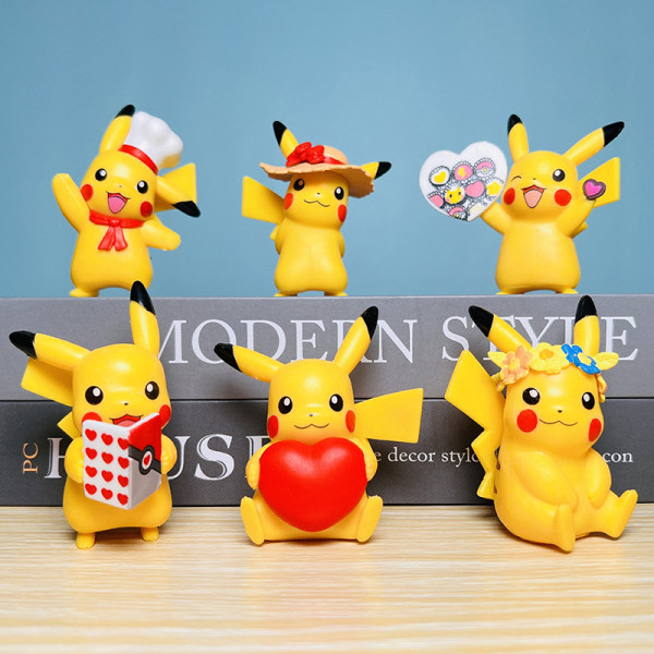 6 stk. Poké-mon Anime Actionfigurer Legetøjssæt