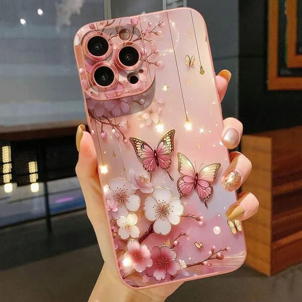 Støtsikkert sommerfuglblomstret telefondeksel til iPhone 11 12 13 14 15 Pro Max[JUN] For iPhone 13 Pro 1