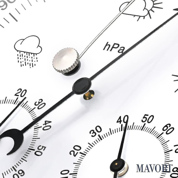 Analog inomhus/utomhus väderstation i rostfritt stål - Inkluderar barometer, hygrometer och termometer (FMY)