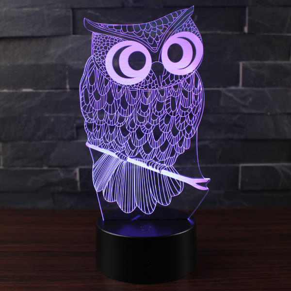 Owl Kids Night Light, 3D Illusion Light, 16 Color Changing Bedsi