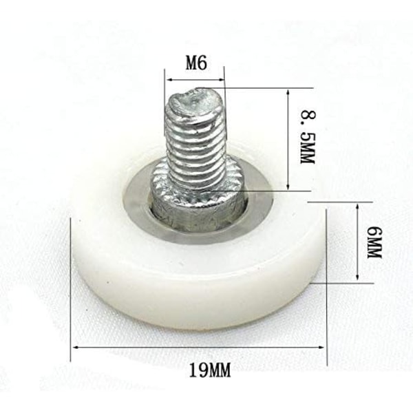 Nylon bærehjul (diameter 19mm) bærehjul med skrue sm