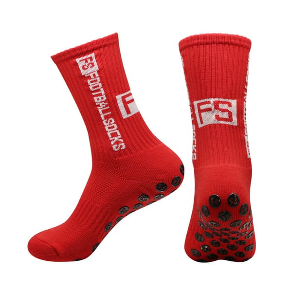 4-pack röda halkfria sportstrumpor, basketstrumpor i bomull med greppsula [JUN] One Size red
