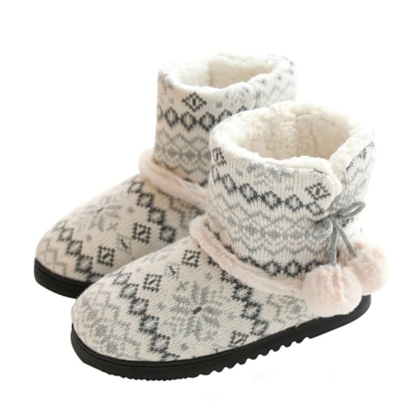 Tøfler Dame Tøfler Støvler Inne Bomulls Booties Damer Slip On Hussokker Varme Pelsfôret Komfortable Vinter Hjemmesko EU Størrelse 39-40 39-40