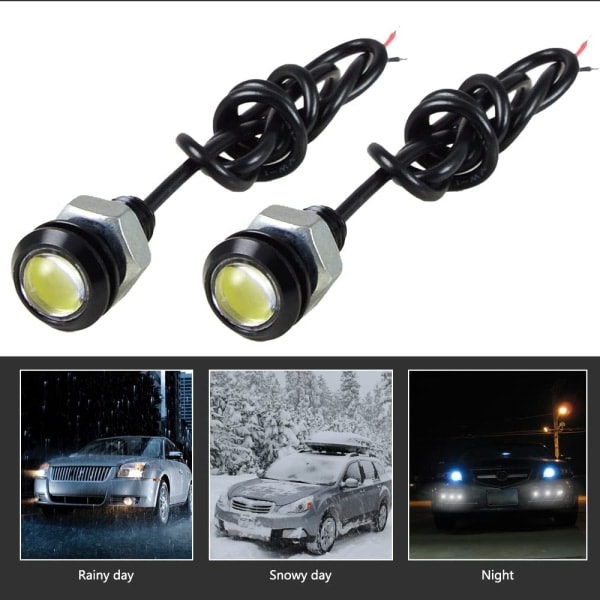 10 stk (12V, hvid) 18mm Eagle Eye LED-lys 9W DRL Kørelys Backup Backup Parkeringssignal Biler Lamper