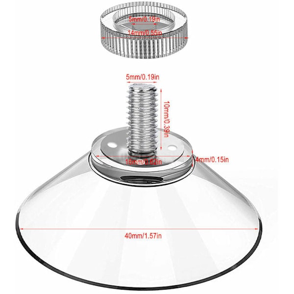 4 st sugkoppshållare i plast med sugpropp, 40 mm rund, transparent, solid silikon med räfflad mutter för daglig upphängning, klibbig badrumskrok
