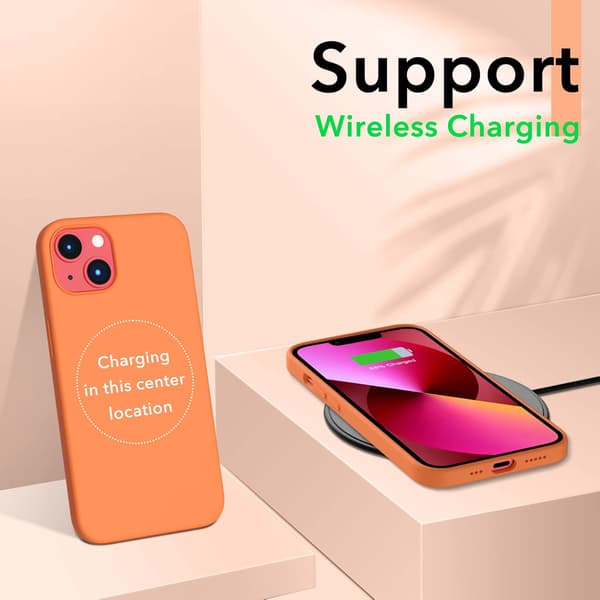 Flytende silikondeksel til iPhone 13 6.1\" - Ultratynn støtsikker helkroppsbeskyttelse[JUN] Orange