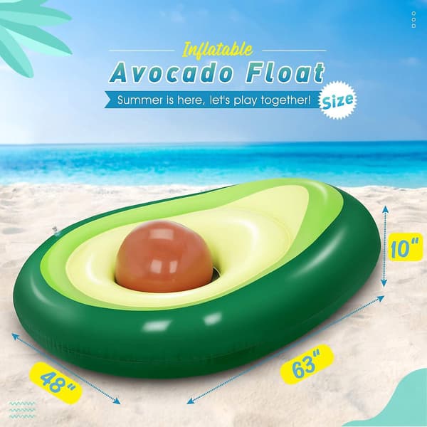 Oppustelig Avokado Pool Float med Bold - Sjovt Badelegetøj til Børn og Voksne (160x122 cm) [JUN]