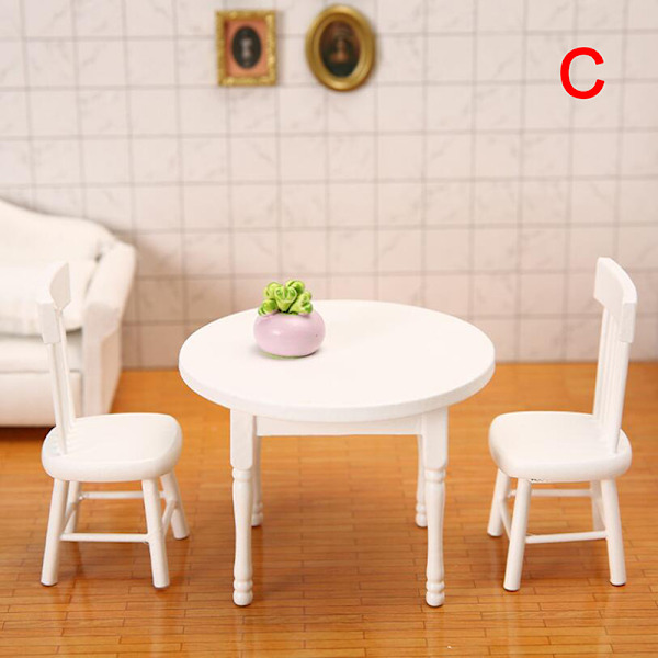 1/12 dukkehus miniature møbler hvidt spisebord i træ Set