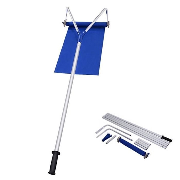 COSTWAY snøskuffel for teleskoptak 180-661 cm aluminium med oxfordstoff 600 x 41 cm, 2 hjul bredt hodeskjær