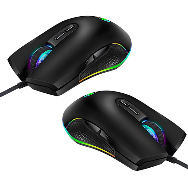 2x USB-C Mus Type C Ergonomisk Ledningsbasert Mus RGB Optisk Mus