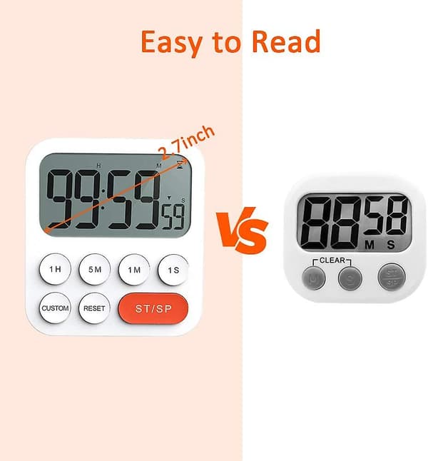Magnetisk Digital Køkkenur med Ur & LCD-Display