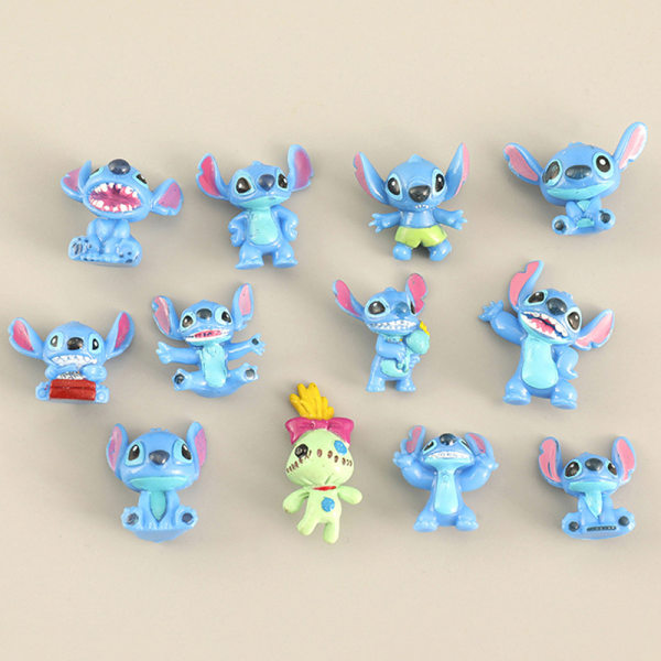 12 stk Stitch Figur Dolls Anime e Action Figur Modell Leke