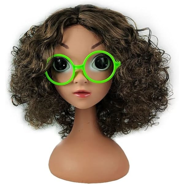 Mirabelle-parykken og brillene for jenter Encanto prinsesse rollespill H