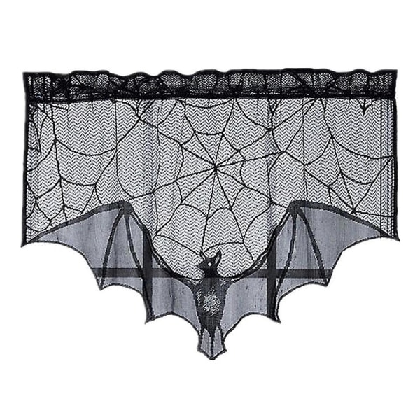 Halloween Dekorationer Bordsduk Runner Black Lace Bat Firep