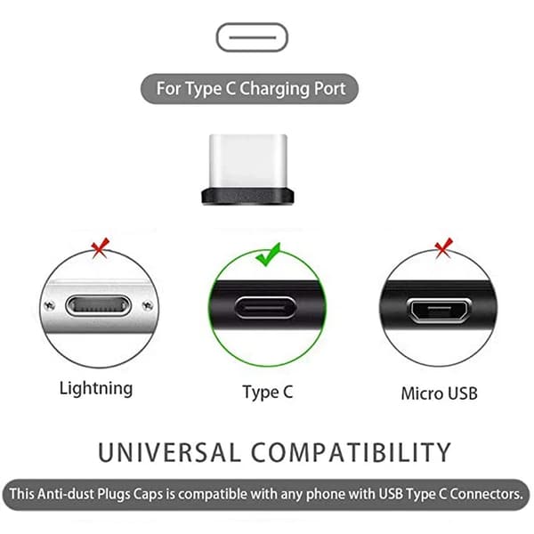 USB C -pölytulpat puhdistusharjalla iPhone Samsung -älypuhelimille, hopea [JUN] Silver