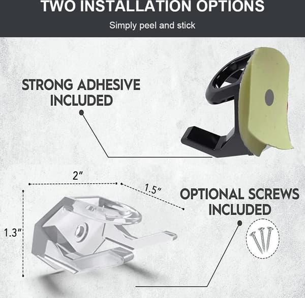 Hat Rack, Set of 8 - Wall Mounted Hat Holders - Hat Hooks - With Screws and Tape - Two Installation Methods - Hat Rack, Clothes Hanger