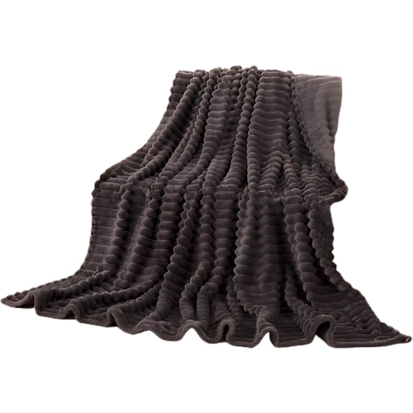 Børstet fleece tæppe, perfekt sofa- og sengeplaid 120*200CM, super blød og behagelig fornemmelse, perfekt til at varme op for alle familiemedlemmer (mørkegrå)