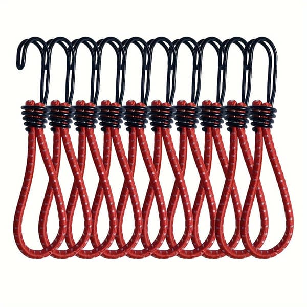 10-pack reflekterande elastiskt tältrep med krokar – tältlinor för camping, armégrön Black