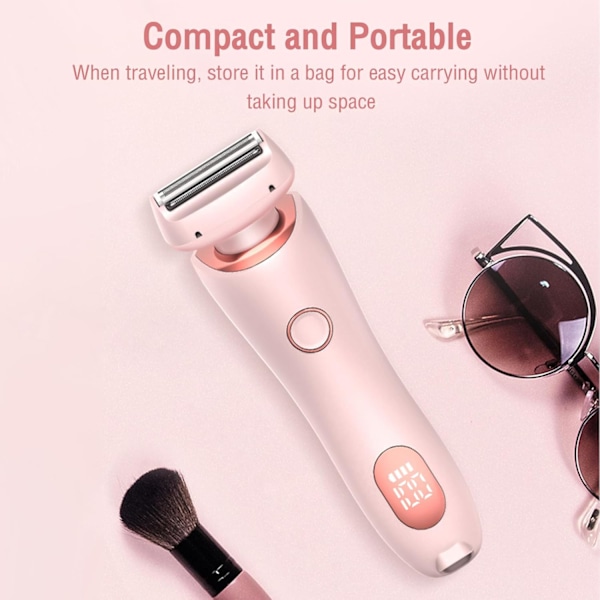 Elektrisk barbermaskin for kvinner, smertefri hårfjerning, 2-i-1 epilator og barbermaskin, vanntett for våt og tørr bruk, ansikt, bikini, underarmer