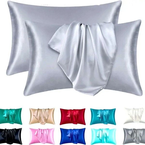 Satin Kuddfodral - 50 * 60CM [par] (ljusgrå) Light gray
