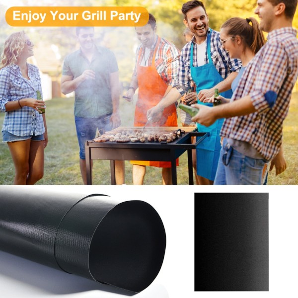 2-pack Grillmatta och Återanvändbar BBQ Grillnät 2+1