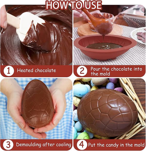 3D Dinosaur Egg Sjokoladeform for Baking, Kompatibel med Påske, Bursdag, Julegodbiter[JUN]