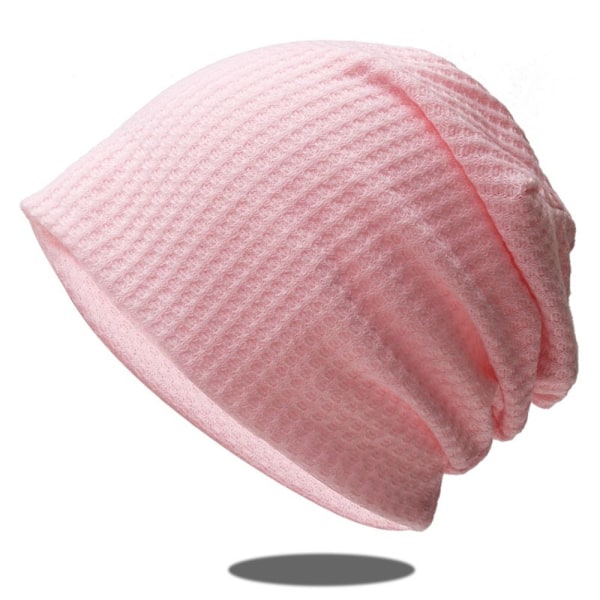 Høst- og vinterstrikket beanie-lue for kvinner, avslappet og varm pink