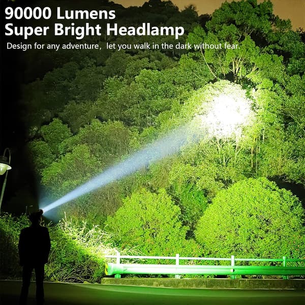 Supersterk 90 000 Lumen LED-hodelykt for voksne [JUN]