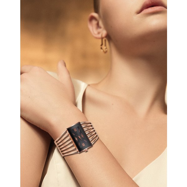 Elegant mode watch i kvarts med fyrkantigt lås