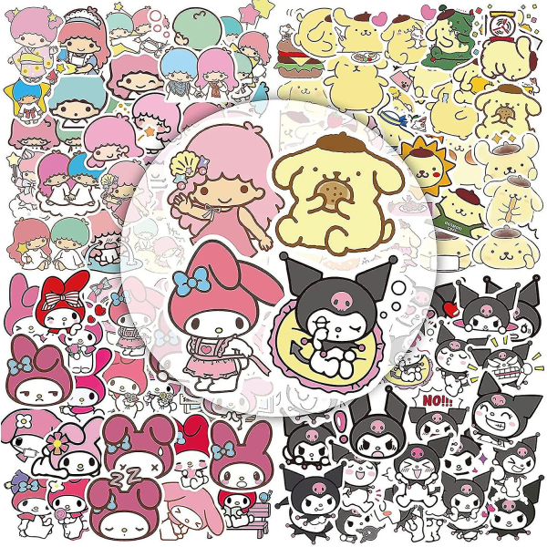 200 stk Kawaii vannflaske vanntette klistremerker, Kuromi My Melody klistremerker