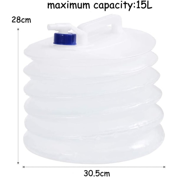 Sammenklappelig vandflaske med sammenklappelig vandtank til camping, klatring, overlevelse, 15 l