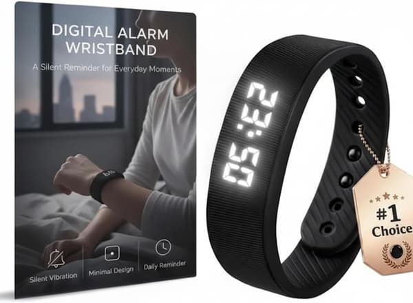 Lydløs Vibrationsvækkeur Armbånd til dybe sovende [JUN] black