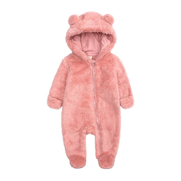 Varm och lätt att bära Baby Vinter Jumpsuit med Huva Lämplig Rosa pink 0-3 months