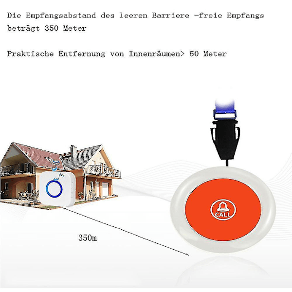 Nödlarmknapp för seniorer/Äldres nödlarm/Hemma nödlarm intern 150m SOS-alarm trådlöst för vårdbehövande patienter