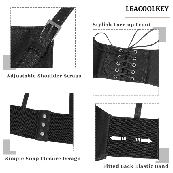 Kvinnors läderkorsett midjebälte elastisk bred underbyst