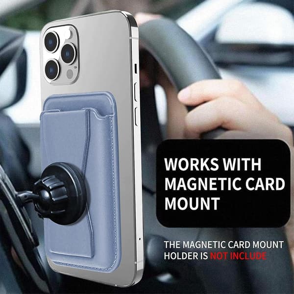 Magnetisk læderkortholder og -stativ til iPhone 15/14/13/12-serien [JUN] Light Blue