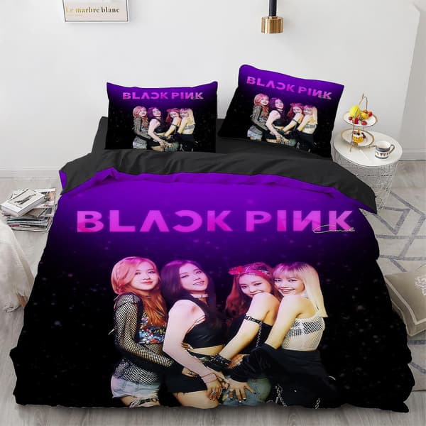Blackpink-tema 3D-printet sengetøjssæt med pudebetræk[JUN]