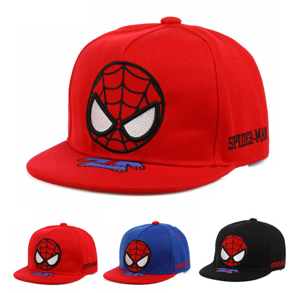 Tecknad Spiderman hattar Snapback Hip Hop Cap för barn Svart