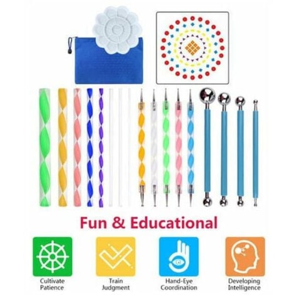 20 stykker Mandala Dotting Tools DIY Maleri Stencils Kulspenne Palett Multifunksjonell Embossing Dot Kit for Canvas Ro