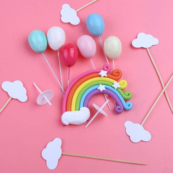12-delt regnbuesky kagedekorationssæt til børnefødselsdags- og babyshowerfester[JUN]