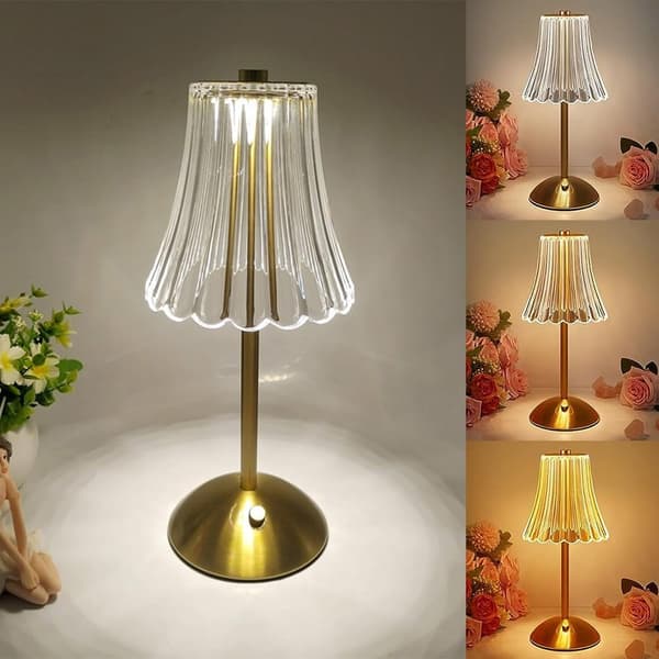 Dæmpbar krystalbordlampe med 3 farve LED & Touch Control[JUN] B