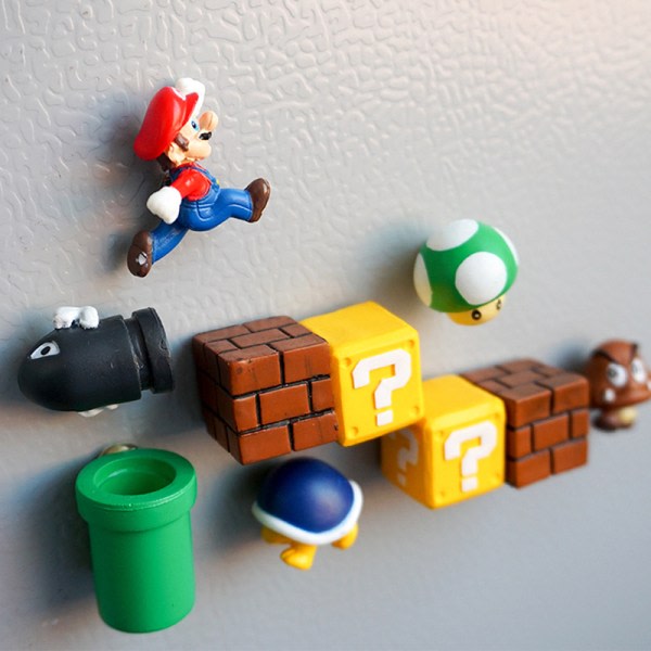 Klassisk 3D Super Mario Kylsk?p Stark Magnet Sticke 10st B