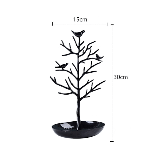 Smykkestativ Halskjede Ørepynt Holder Moderne Søt Fugl Smykkeskrin for Kvinner Jenter Tenåring Svart 32cmx16cm