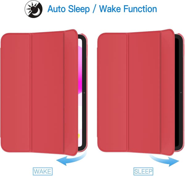 Rødt Slim Stand Cover til iPad 11./10. generation (2025/2022) - Auto Væk/Sov [JUN] Röd