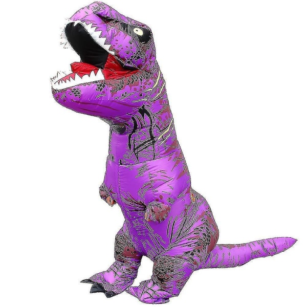 Lapsen aikuinen dinosaurus puhallettava cosplay-asu T-rex anime-sarjakuvafestivaaliasu Halloween-puku purple